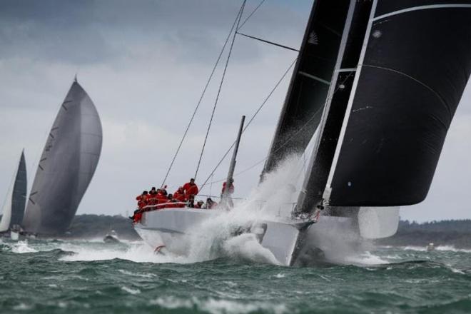 Powering through the Solent waves in the RYS Bicentenary International Regatta - George David's new Rambler 88 - Rolex Fastnet Race © Paul Wyeth / www.pwpictures.com http://www.pwpictures.com